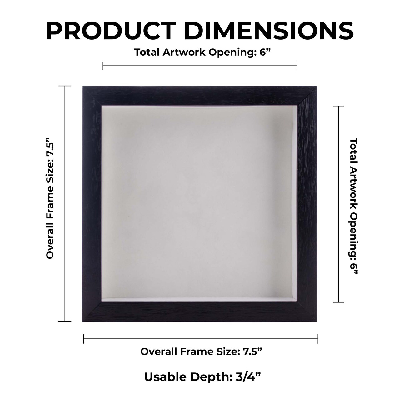 Black Wood Grain Shadow Box Frame with Acrylic Front - White Suede Backing, 30 Sizes